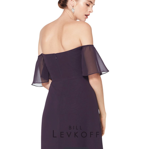 BILL LEVKOFF 1603 Bridesmaid Gown Dress Chiffon Navy Blue 10 NWT - Picture 4 of 5